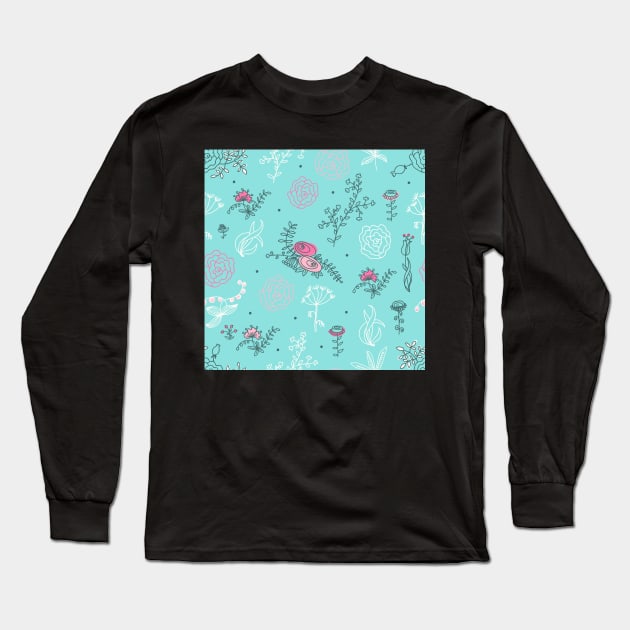 Elegance Seamless pattern with flowers Long Sleeve T-Shirt by Olga Berlet